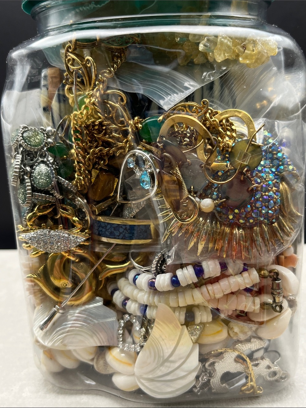2 lbs of summer beach ocean shore jewelry ALL WEARABLE with some sterling silver